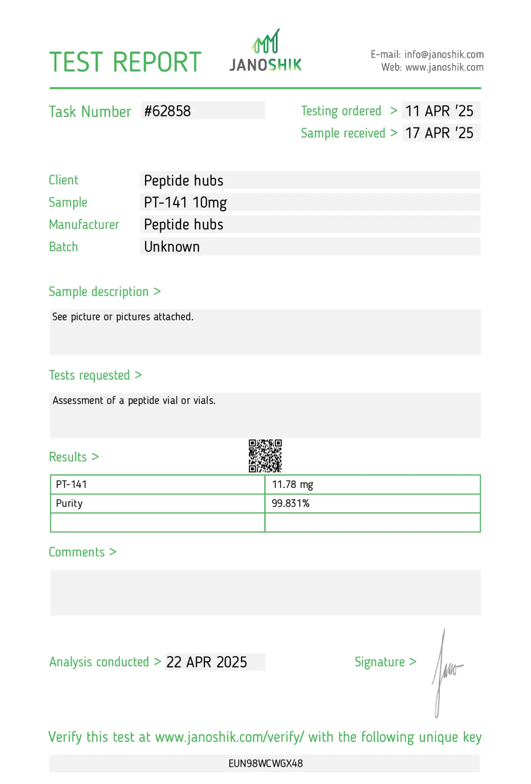  PT-141 10mg Peptide Lab tested
