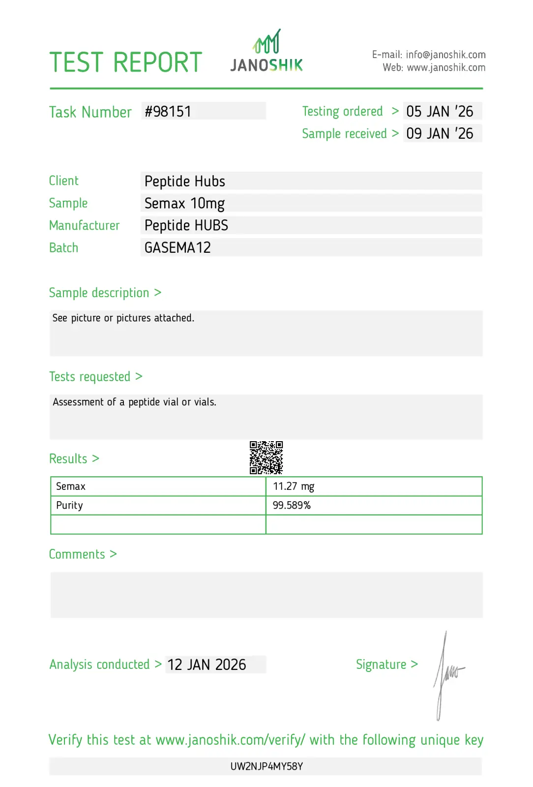 Peptide Hubs Semax 10mg Lab Tested